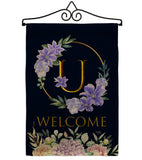 Welcome U Initial - Floral Spring Vertical Impressions Decorative Flags HG130255 Made In USA