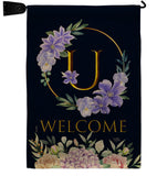 Welcome U Initial - Floral Spring Vertical Impressions Decorative Flags HG130255 Made In USA