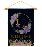 Welcome U Initial - Floral Spring Vertical Impressions Decorative Flags HG130255 Made In USA