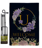 Welcome U Initial - Floral Spring Vertical Impressions Decorative Flags HG130255 Made In USA