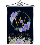 Welcome W Initial - Floral Spring Vertical Impressions Decorative Flags HG130257 Made In USA