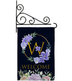 Welcome W Initial - Floral Spring Vertical Impressions Decorative Flags HG130257 Made In USA