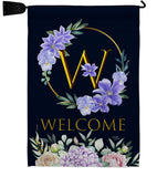 Welcome W Initial - Floral Spring Vertical Impressions Decorative Flags HG130257 Made In USA