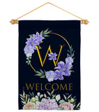 Welcome W Initial - Floral Spring Vertical Impressions Decorative Flags HG130257 Made In USA