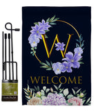 Welcome W Initial - Floral Spring Vertical Impressions Decorative Flags HG130257 Made In USA