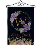 Welcome W Initial - Floral Spring Vertical Impressions Decorative Flags HG130257 Made In USA