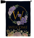 Welcome W Initial - Floral Spring Vertical Impressions Decorative Flags HG130257 Made In USA