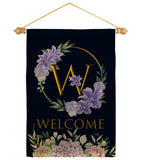 Welcome W Initial - Floral Spring Vertical Impressions Decorative Flags HG130257 Made In USA