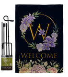 Welcome W Initial - Floral Spring Vertical Impressions Decorative Flags HG130257 Made In USA