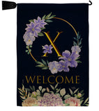 Welcome X Initial - Floral Spring Vertical Impressions Decorative Flags HG130258 Made In USA