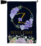 Welcome Z Initial - Floral Spring Vertical Impressions Decorative Flags HG130260 Made In USA