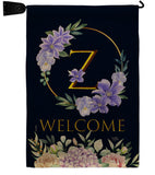 Welcome Z Initial - Floral Spring Vertical Impressions Decorative Flags HG130260 Made In USA