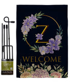 Welcome Z Initial - Floral Spring Vertical Impressions Decorative Flags HG130260 Made In USA