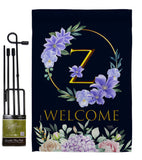 Welcome Z Initial - Floral Spring Vertical Impressions Decorative Flags HG130260 Made In USA