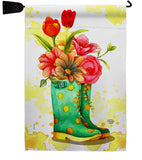 Spring Boots - Floral Spring Vertical Impressions Decorative Flags HG192649 Made In USA