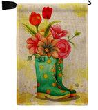 Spring Boots - Floral Spring Vertical Impressions Decorative Flags HG192649 Made In USA