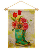 Spring Boots - Floral Spring Vertical Impressions Decorative Flags HG192649 Made In USA