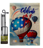 July 4th Hot Air Balloon - Fourth of July Americana Vertical Impressions Decorative Flags HG111078 Made In USA