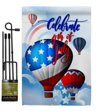 July 4th Hot Air Balloon - Fourth of July Americana Vertical Impressions Decorative Flags HG111078 Made In USA