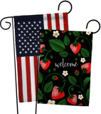 Welcome Strawberries - Fruits Food Vertical Impressions Decorative Flags HG120255 Made In USA