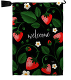 Welcome Strawberries - Fruits Food Vertical Impressions Decorative Flags HG120255 Made In USA