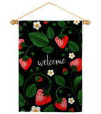 Welcome Strawberries - Fruits Food Vertical Impressions Decorative Flags HG120255 Made In USA