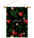 Welcome Strawberries - Fruits Food Vertical Impressions Decorative Flags HG120255 Made In USA