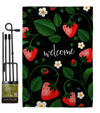 Welcome Strawberries - Fruits Food Vertical Impressions Decorative Flags HG120255 Made In USA