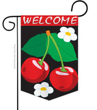 Welcome Cherries - Fruits Food Vertical Applique Decorative Flags HG117018