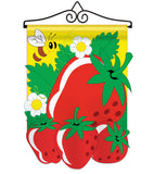 Strawberries Garden - Fruits Food Vertical Applique Decorative Flags HG117011
