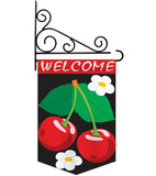 Welcome Cherries - Fruits Food Vertical Applique Decorative Flags HG117018