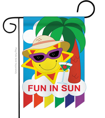 Fun in Sun - Fun In The Sun Summer Vertical Applique Decorative Flags HG106036