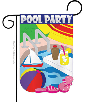 Pool Party - Fun In The Sun Summer Vertical Applique Decorative Flags HG106049