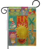 Summer Collage - Fun In The Sun Summer Vertical Impressions Decorative Flags HG106065 Made In USA