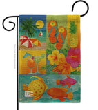 Tropical Collage - Fun In The Sun Summer Vertical Impressions Decorative Flags HG106067 Made In USA