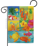 Tropical Collage - Fun In The Sun Summer Vertical Impressions Decorative Flags HG106067 Made In USA