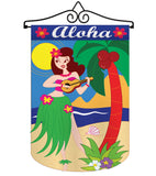 Aloha Girl - Fun In The Sun Summer Vertical Applique Decorative Flags HG106044