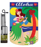 Aloha Girl - Fun In The Sun Summer Vertical Applique Decorative Flags HG106044