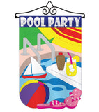 Pool Party - Fun In The Sun Summer Vertical Applique Decorative Flags HG106049