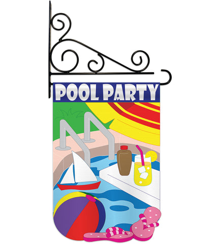 Pool Party - Fun In The Sun Summer Vertical Applique Decorative Flags HG106049