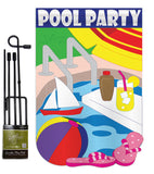 Pool Party - Fun In The Sun Summer Vertical Applique Decorative Flags HG106049