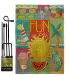 Summer Collage - Fun In The Sun Summer Vertical Impressions Decorative Flags HG106065 Made In USA