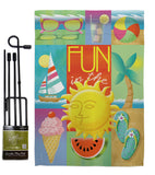 Summer Collage - Fun In The Sun Summer Vertical Impressions Decorative Flags HG106065 Made In USA