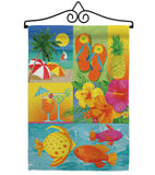 Tropical Collage - Fun In The Sun Summer Vertical Impressions Decorative Flags HG106067 Made In USA