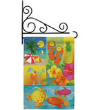 Tropical Collage - Fun In The Sun Summer Vertical Impressions Decorative Flags HG106067 Made In USA