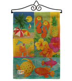 Tropical Collage - Fun In The Sun Summer Vertical Impressions Decorative Flags HG106067 Made In USA