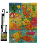 Tropical Collage - Fun In The Sun Summer Vertical Impressions Decorative Flags HG106067 Made In USA