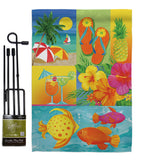 Tropical Collage - Fun In The Sun Summer Vertical Impressions Decorative Flags HG106067 Made In USA
