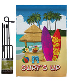 Surf's Up Hut - Fun In The Sun Summer Vertical Impressions Decorative Flags HG106070 Made In USA