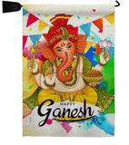 Happy Ganesh - Faith & Religious Inspirational Vertical Impressions Decorative Flags HG190003 Made In USA